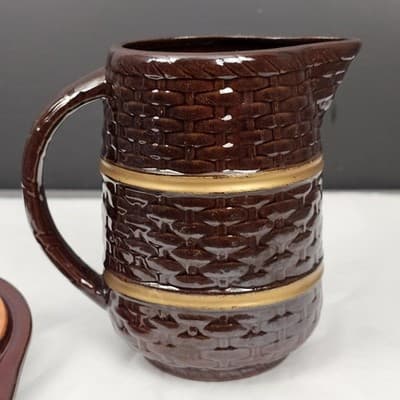 Betson Brown Glazed Stoneware Coffee Pitcher w Lid - Thumbnail 8