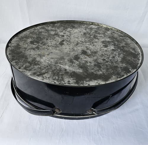 Floral Biscuit Tin Oval With Handles Daffodils Black Vintage 1950s FREE Shipping - Thumbnail 4
