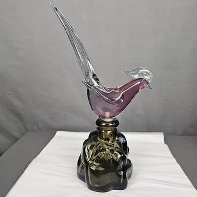 VTG Murano Glass GIROLAMO LUXARDO Cherry Wine Pheasant Topped Decanter, Italy - Thumbnail 16