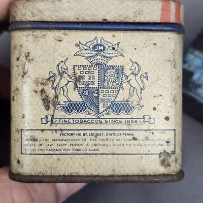 Vintage 2 Small Plug Smoking Tobacco Metal Tins Edgeworth & John Middleton - Thumbnail 10