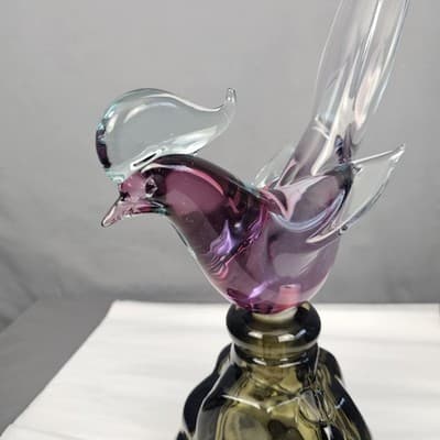 VTG Murano Glass GIROLAMO LUXARDO Cherry Wine Pheasant Topped Decanter, Italy - Thumbnail 20
