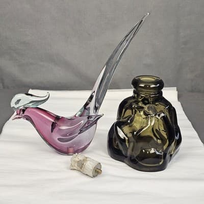 VTG Murano Glass GIROLAMO LUXARDO Cherry Wine Pheasant Topped Decanter, Italy - Thumbnail 2