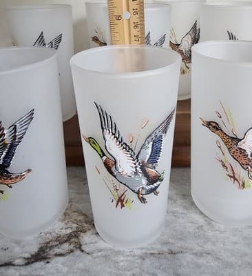 Vintage Fire King Game Bird water tea glasses cabin hunting lodge decor set of 8 - Thumbnail 7
