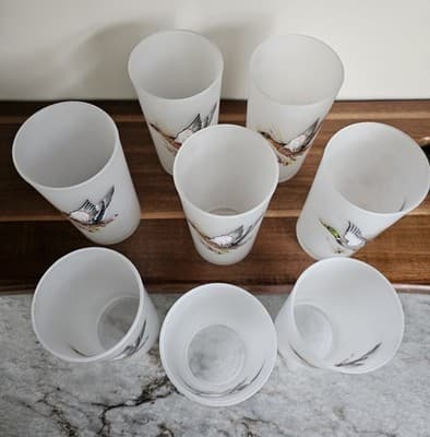 Vintage Fire King Game Bird water tea glasses cabin hunting lodge decor set of 8 - Thumbnail 5