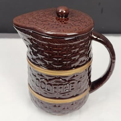 Betson Brown Glazed Stoneware Coffee Pitcher w Lid - Thumbnail 2