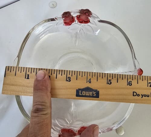 Vtg. Mikasa Crystal Four Salad Plates w/Embossed Red Roses made in Germany - Thumbnail 4