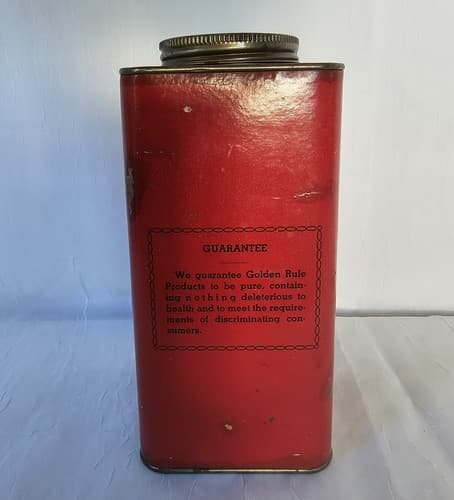 Vintage Golden Rule Tea Tin CWS Co. Red Paint 1Lb Container FREE Shipping - Thumbnail 4