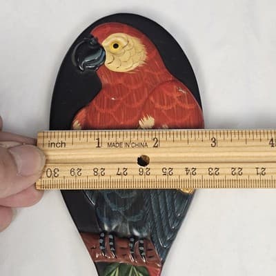 Parrot Bird Mirror Handheld 3D Carved Detail Vintage 9" Long - Thumbnail 6