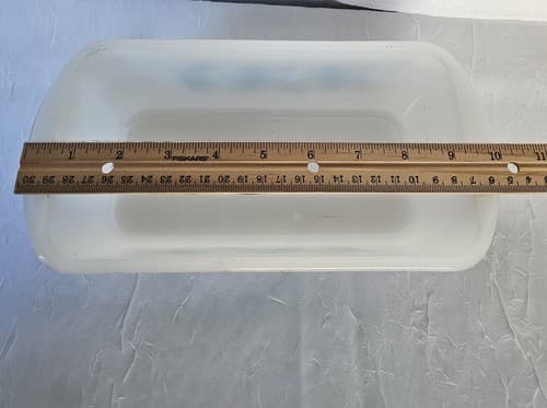 Vintage Glasbake Bread Loaf Pan Blue Floral 1 & 1/2 Qt White Glass - Thumbnail 5