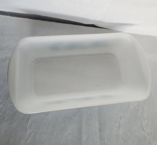 Vintage Glasbake Bread Loaf Pan Blue Floral 1 & 1/2 Qt White Glass - Thumbnail 4