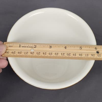 Vintage Hall Bowl 1093 Brown & White Stackable Excellent USA 6" Diameter - Thumbnail 11