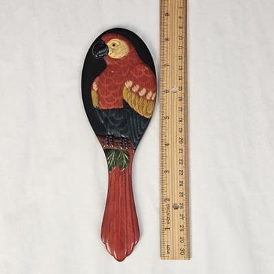 Parrot Bird Mirror Handheld 3D Carved Detail Vintage 9" Long - Thumbnail 5