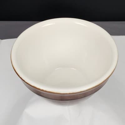 Vintage Hall Bowl 1093 Brown & White Stackable Excellent USA 6" Diameter - Thumbnail 7