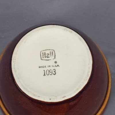 Vintage Hall Bowl 1093 Brown & White Stackable Excellent USA 6" Diameter - Thumbnail 9