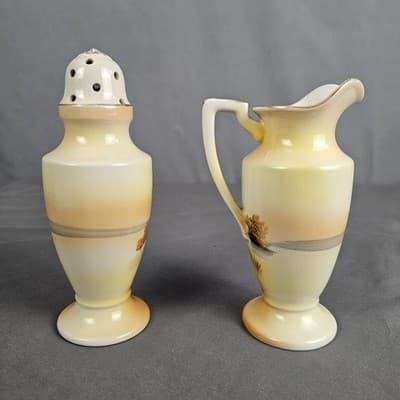 Noritake Muffineer Set - Syrup Pitcher & Powdered Sugar Shaker Cottage Landscape - Thumbnail 8