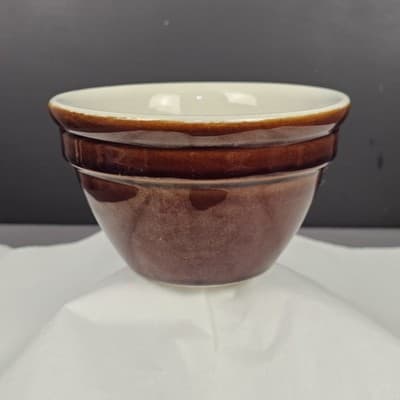 Vintage Hall Bowl 1093 Brown & White Stackable Excellent USA 6" Diameter - Thumbnail 6