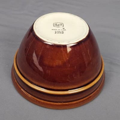 Vintage Hall Bowl 1093 Brown & White Stackable Excellent USA 6" Diameter - Thumbnail 8