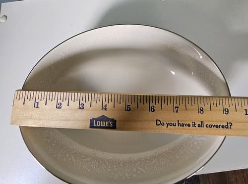 Noritake Lorelie 9" Oval Serving Bowl 7541 Ivory w/White Floral Platinum Trim - Thumbnail 6