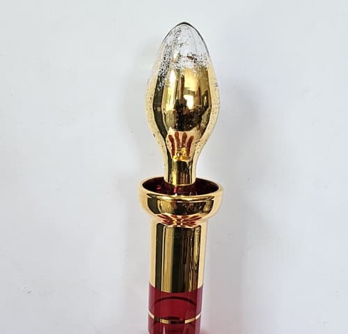 Vtg Decanter 6 Glasses Bohemian Ruby Cranberry Red Gold Overlay W/ Stopper Glass - Thumbnail 3