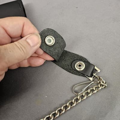 Vintage Chain Wallet 6 inch USA Biker beautiful genuine soft black leather - Thumbnail 9