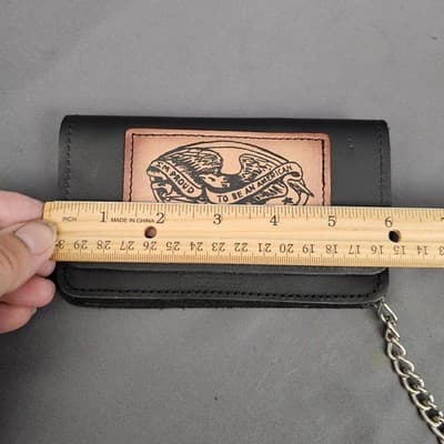 Vintage Chain Wallet 6 inch USA Biker beautiful genuine soft black leather - Thumbnail 10