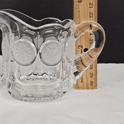 Vintage Fostoria CLEAR COIN GLASS CREAMER & SUGAR BOWL & LID - Thumbnail 15