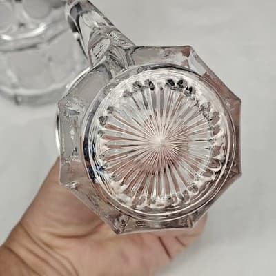 Vintage Fostoria CLEAR COIN GLASS CREAMER & SUGAR BOWL & LID - Thumbnail 11