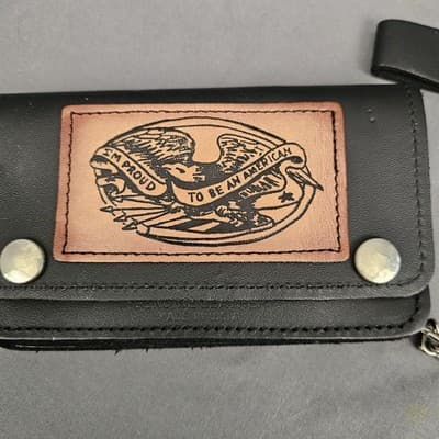 Vintage Chain Wallet 6 inch USA Biker beautiful genuine soft black leather - Thumbnail 2