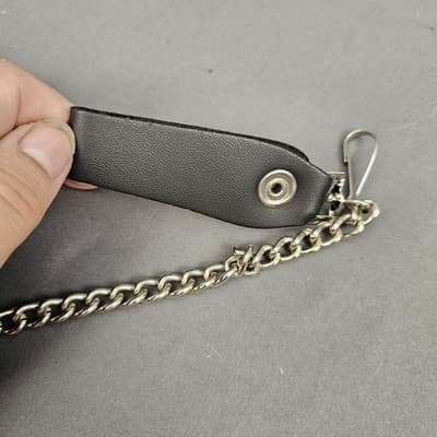 Vintage Chain Wallet 6 inch USA Biker beautiful genuine soft black leather - Thumbnail 8