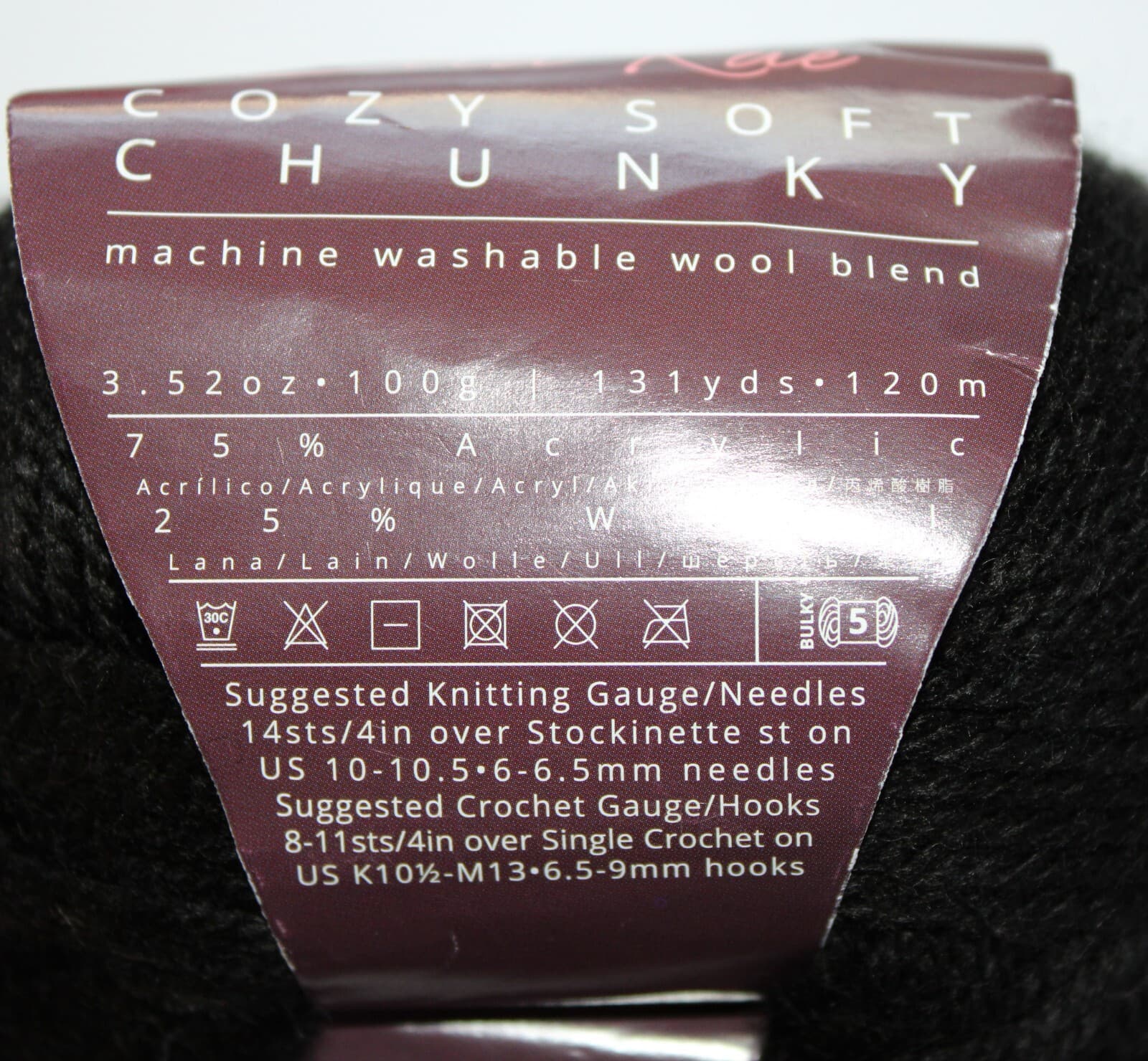 SALE Ella Rae Cozy Soft Chunky Col 219 Deep Space Black Acrylic Wool 3.52oz 131y - Thumbnail 5