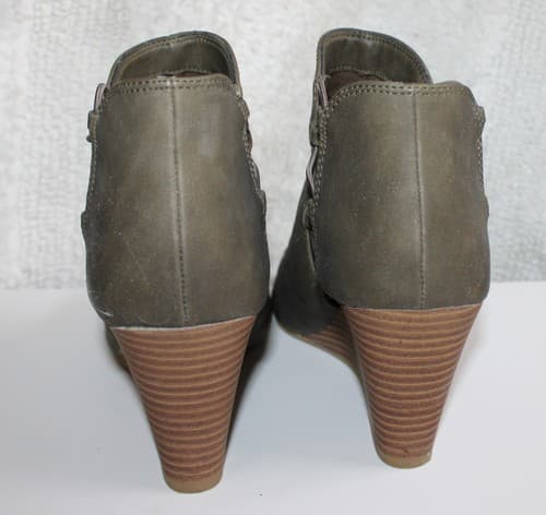 Heel Sandal Bootie Sugar Huckles Grayish Brown Wedge Shoes Women Size 8.5 - Thumbnail 3