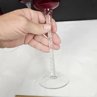 Ruby Red Glass Candle Tealight Holders Christmas 10, 9, 8'' Hand blown set of 3 - Thumbnail 12