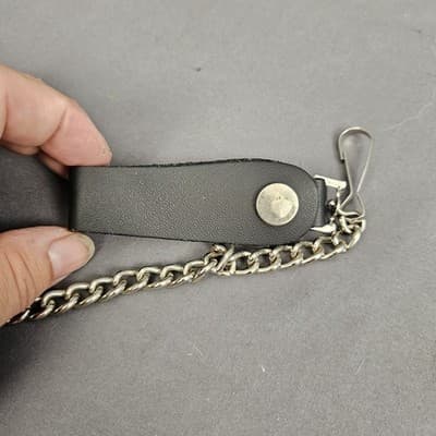 Vintage Chain Wallet 6 inch USA Biker beautiful genuine soft black leather - Thumbnail 7