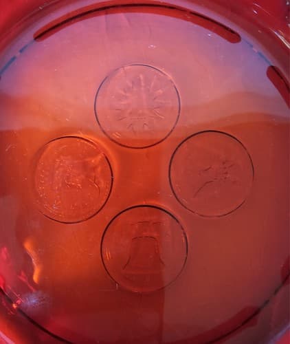 Ruby Red Glass Fostoria USA Coin Bottom Glass Ashtray 7.75" Across - Thumbnail 6