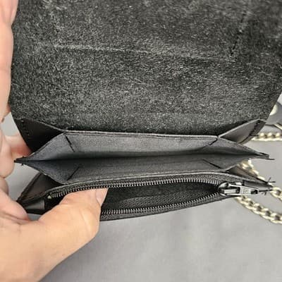 Vintage Chain Wallet 6 inch USA Biker beautiful genuine soft black leather - Thumbnail 4