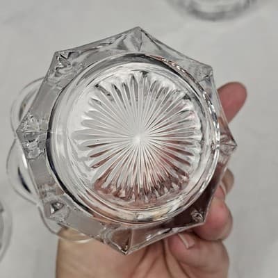Vintage Fostoria CLEAR COIN GLASS CREAMER & SUGAR BOWL & LID - Thumbnail 8