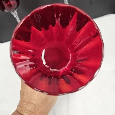 Ruby Red Glass Candle Tealight Holders Christmas 10, 9, 8'' Hand blown set of 3 - Thumbnail 8