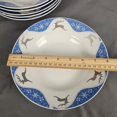 Winterlight Reindeer Bowls Montgomery Ward Vintage, Set of 6, Excellent - Thumbnail 4