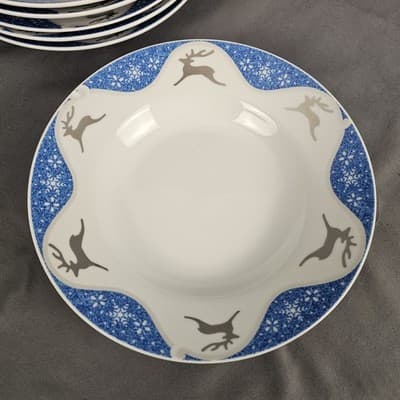 Winterlight Reindeer Bowls Montgomery Ward Vintage, Set of 6, Excellent - Thumbnail 3
