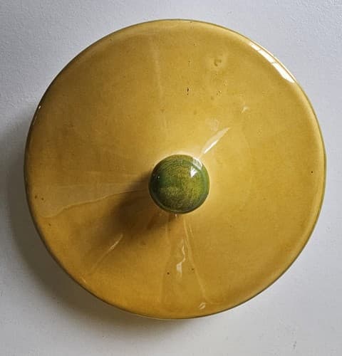 Floral Yellow Green Ceramic Footed Teapot, 5.5” With Lid Tri- footed Hippy Fun - Thumbnail 5