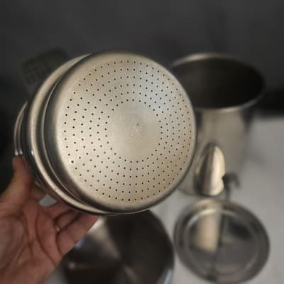Vintage Flint Double Pot Coffee Perculator Stovetop w Lid and Press #174, 8 cup - Thumbnail 12