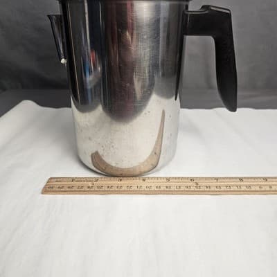 Vintage Flint Double Pot Coffee Perculator Stovetop w Lid and Press #174, 8 cup - Thumbnail 4