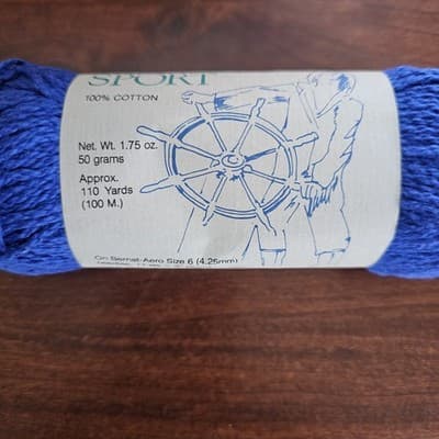 Bernat Gloucester Sport Yarn Blue - Azure 100% Cotton 1.75 oz. 110yd US6 - Thumbnail 3