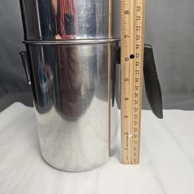 Vintage Flint Double Pot Coffee Perculator Stovetop w Lid and Press #174, 8 cup - Thumbnail 5