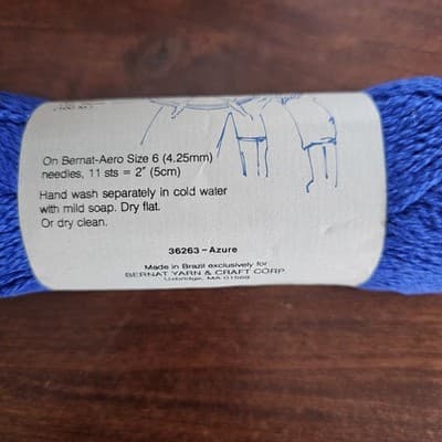Bernat Gloucester Sport Yarn Blue - Azure 100% Cotton 1.75 oz. 110yd US6 - Thumbnail 4