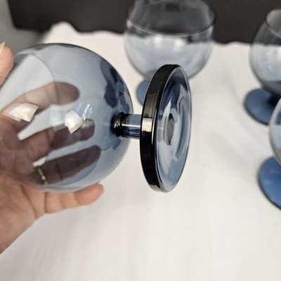 Smoke Gray Balloon Goblets Short Stem 4.5" Tall 12oz. Set of 4 - Thumbnail 4