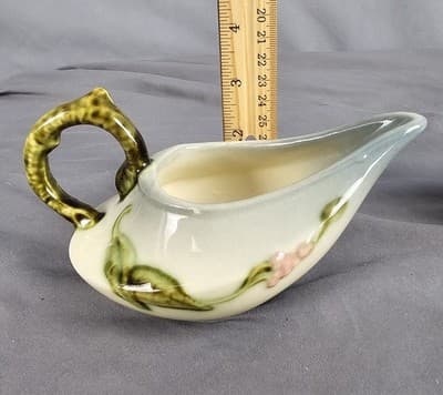 Hull Pottery Woodland Creamer & Sugar w Lid Chartreuse & Pink Glossy W27-28 USA - Thumbnail 16