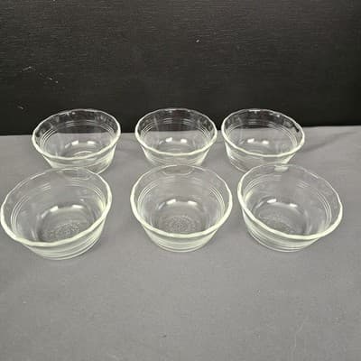 6 PYREX #463 Glass Custard Ramekin Cups 5-oz 175ml USA 2 Inch Tall 3.75" Wide - Thumbnail 2