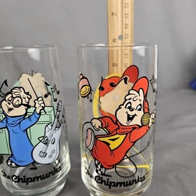 Set of 2 Vintage Chipmunks Simon & Alvin 1985 Bagdasarian Prod Glasses, EUC - Thumbnail 6