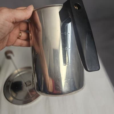Vintage Flint Double Pot Coffee Perculator Stovetop w Lid and Press #174, 8 cup - Thumbnail 21